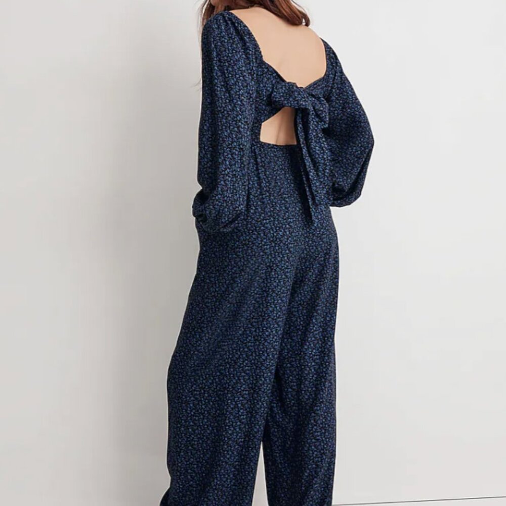 madewell lucie tie back long sleeve jumpsuit / size 2